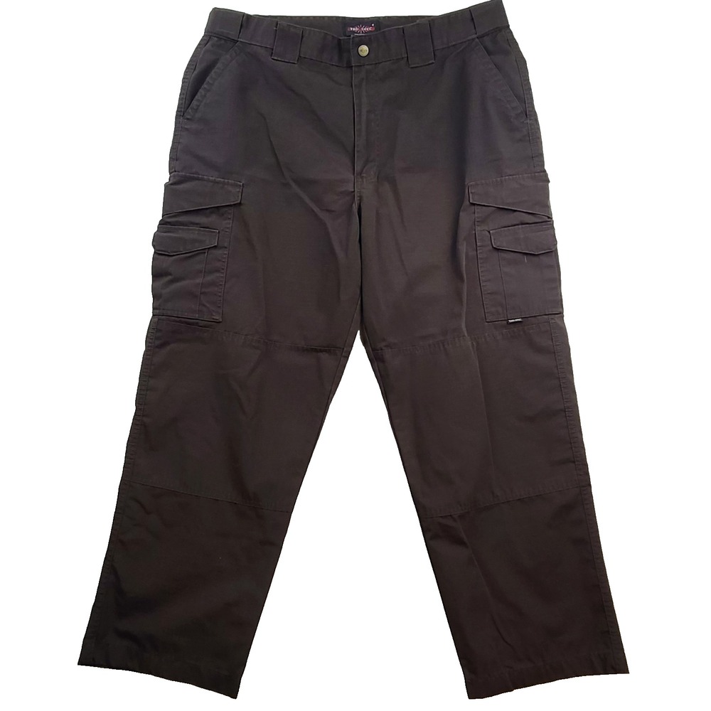 TRU-SPEC Men Tactical Cargo Pants 40x30 Brown Military Workwear Ripstop 61491M93